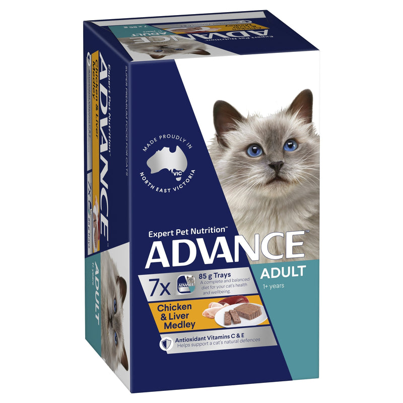 Advance Chicken and Liver Medley Adult Cat Wet Food 85g x 7*~*-Habitat Pet Supplies