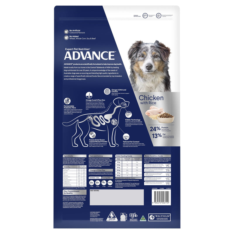 Advance Chicken and Rice Healthy Ageing Medium Breed Mature Dog Dry Food 15kg