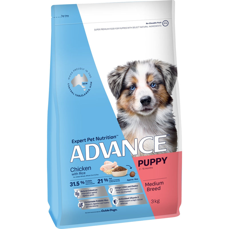 Advance Chicken and Rice Medium Breed Puppy Dry Food 3kg~~~-Habitat Pet Supplies