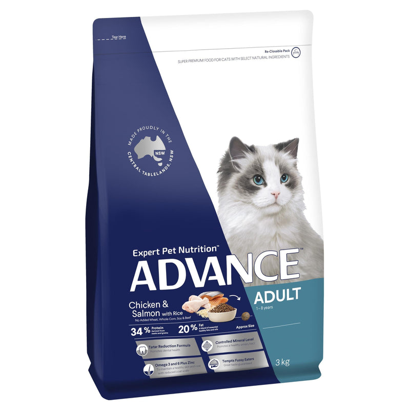 Advance Chicken and Salmon Adult Cat Dry Food 3kg*~*-Habitat Pet Supplies