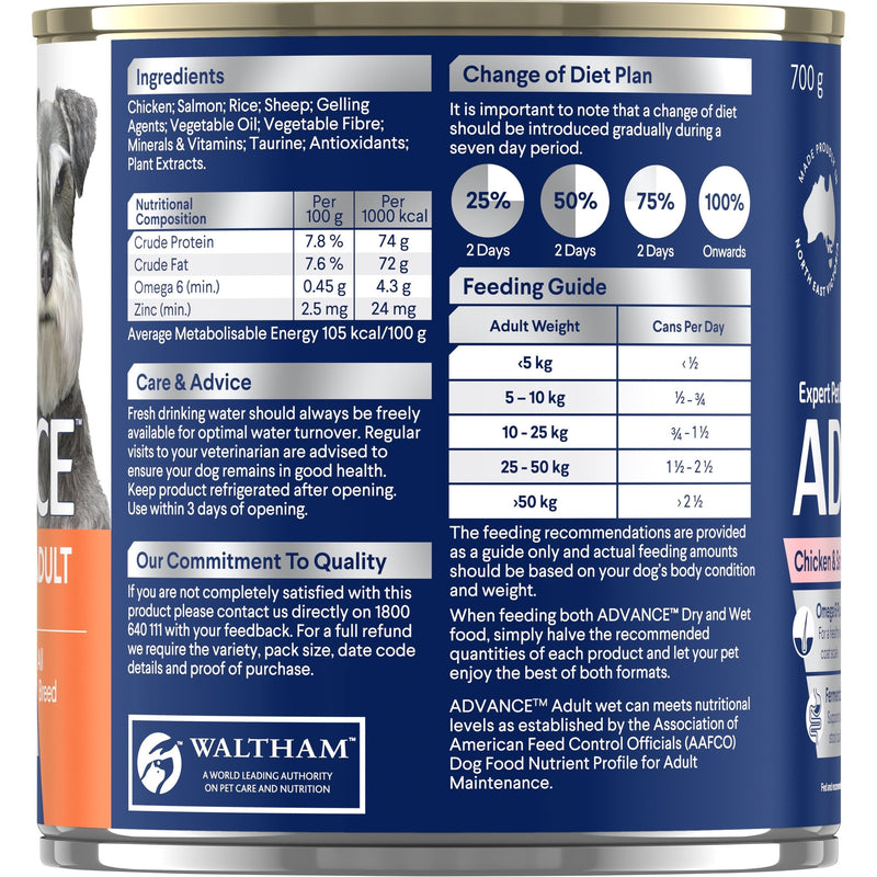 Advance Chicken and Salmon All Breed Adult Dog Wet Food 700g x 12