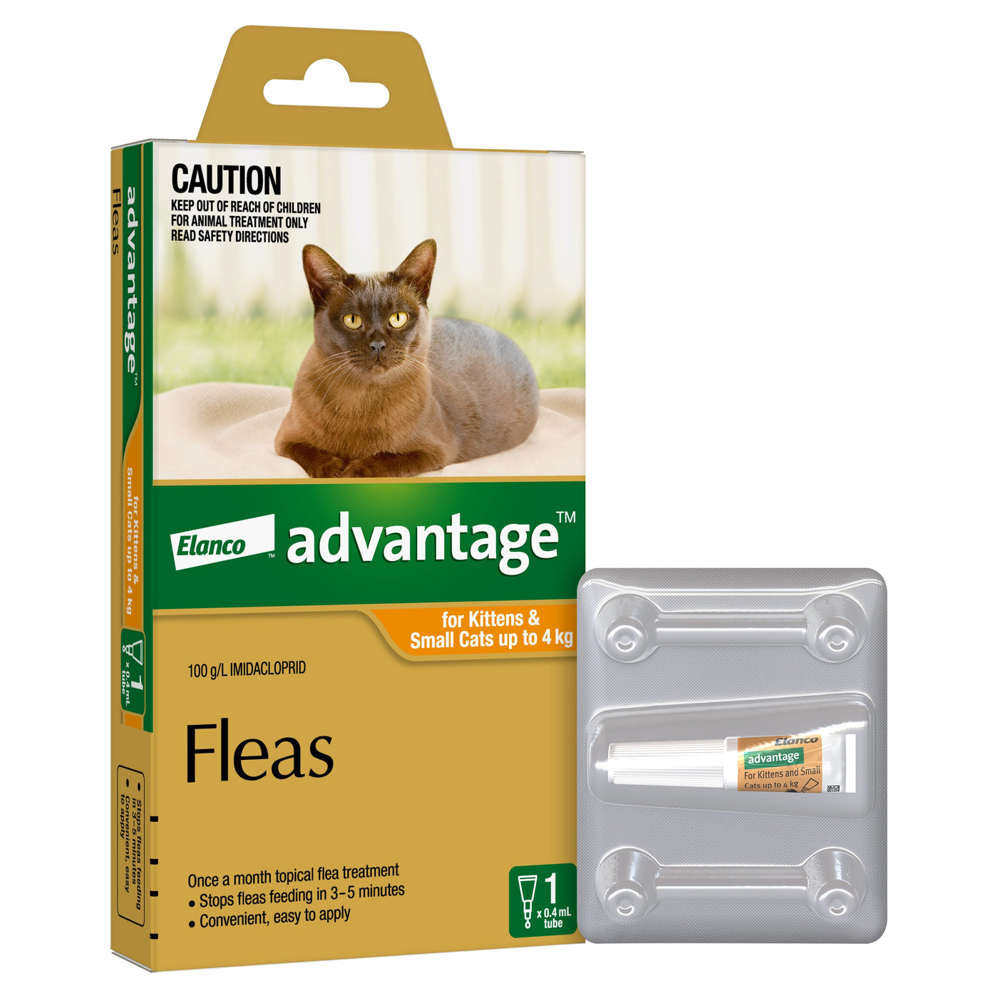 Advantage Flea Treatment for Cats 0 4kg Orange 1 Pack