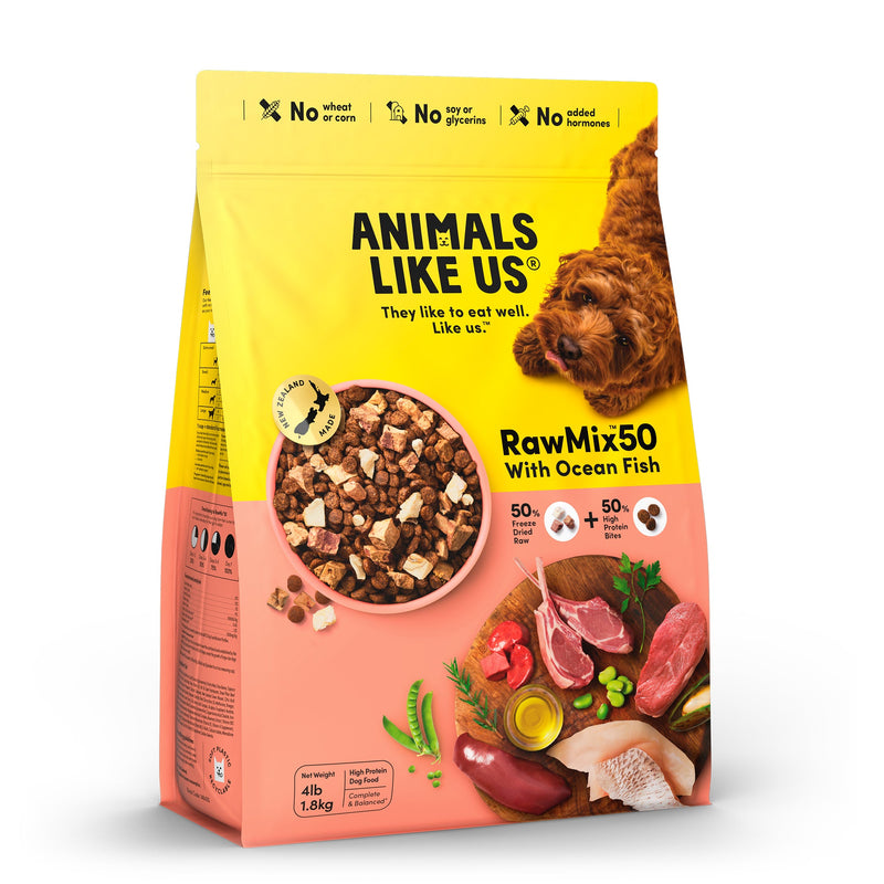 Animals Like Us RawMix50 with Freeze Dried Ocean Fish and Kibble Mix Dry Dog Food 1.8kg