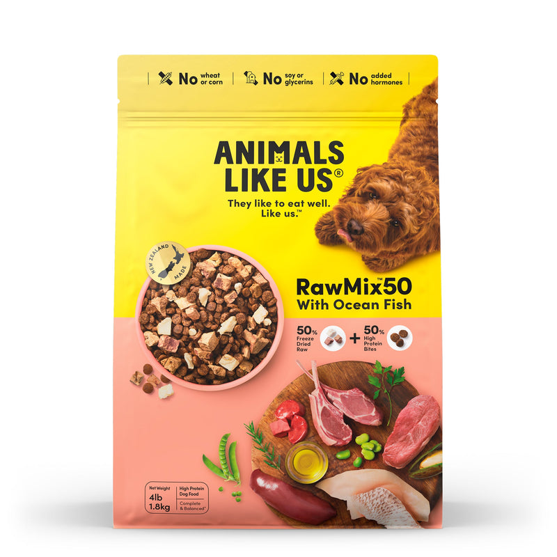 Animals Like Us RawMix50 with Freeze Dried Ocean Fish and Kibble Mix Dry Dog Food 1.8kg-Habitat Pet Supplies