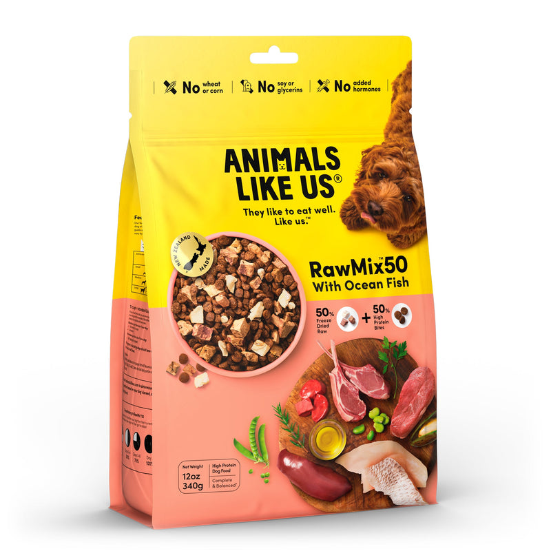 Animals Like Us RawMix50 with Freeze Dried Ocean Fish and Kibble Mix Dry Dog Food 340g