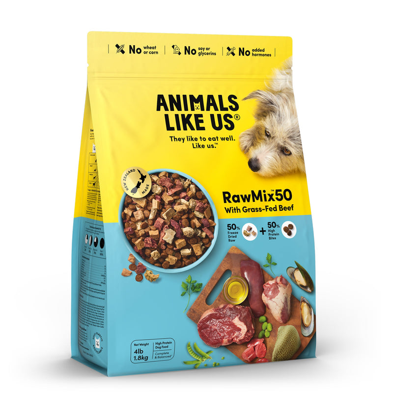 Animals Like Us RawMix50 with Grass-Fed Freeze Dried Beef and Kibble Mix Dog Food 1.8kg