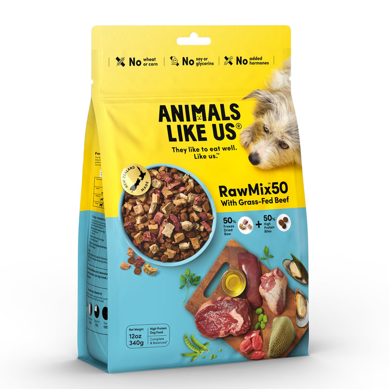 Animals Like Us RawMix50 with Grass-Fed Freeze Dried Beef and Kibble Mix Dog Food 340g