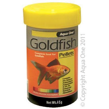 Aqua One Goldfish Pellets 1mm Fish Food 45g^^^-Habitat Pet Supplies