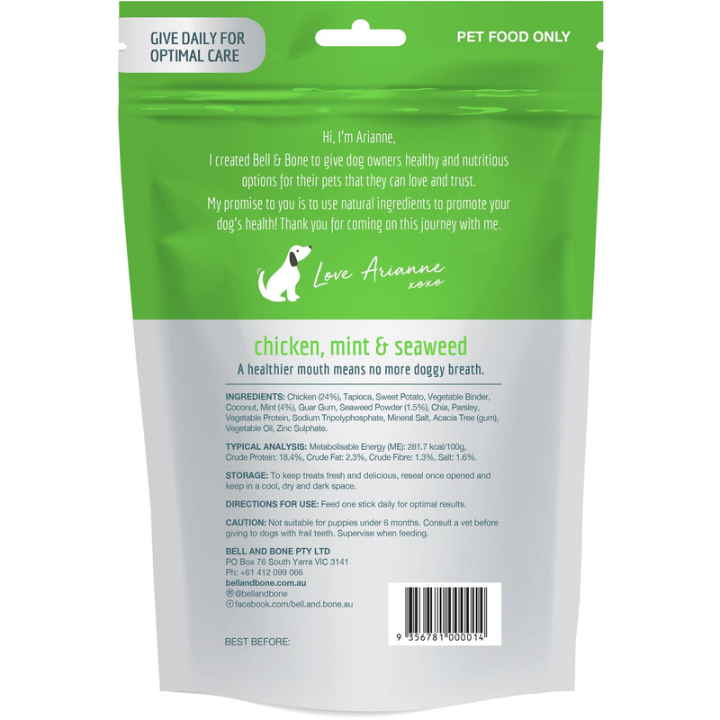 Bell and Bone Dental Sticks Chicken Mint and Seaweed for Medium Dogs 182g<3<3<3