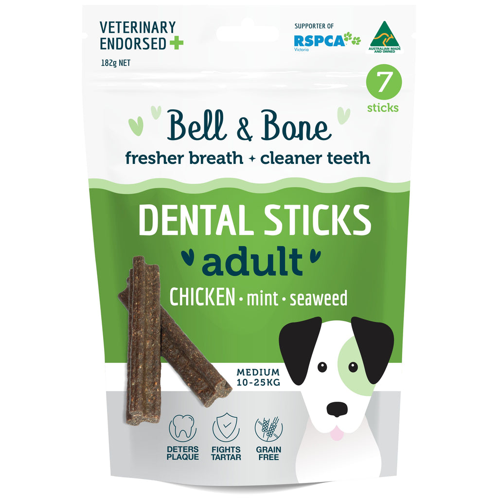 Bell and Bone Dental Sticks Chicken Mint and Seaweed for Medium Dogs 182g-Habitat Pet Supplies