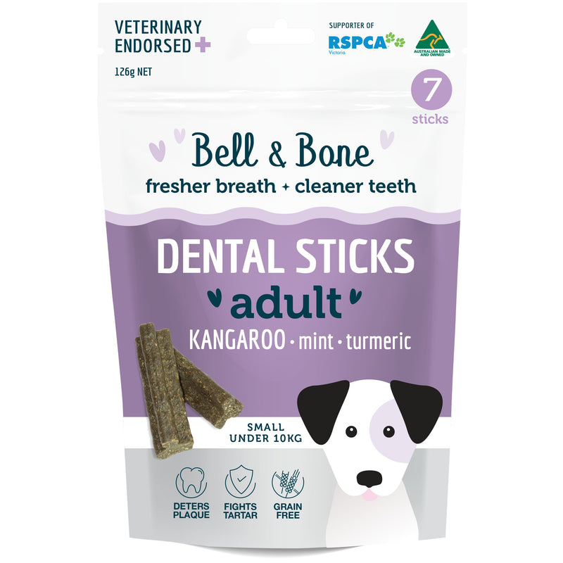 Bell and Bone Dental Sticks Kangaroo Mint and Turmeric for Small Dogs 126g-Habitat Pet Supplies