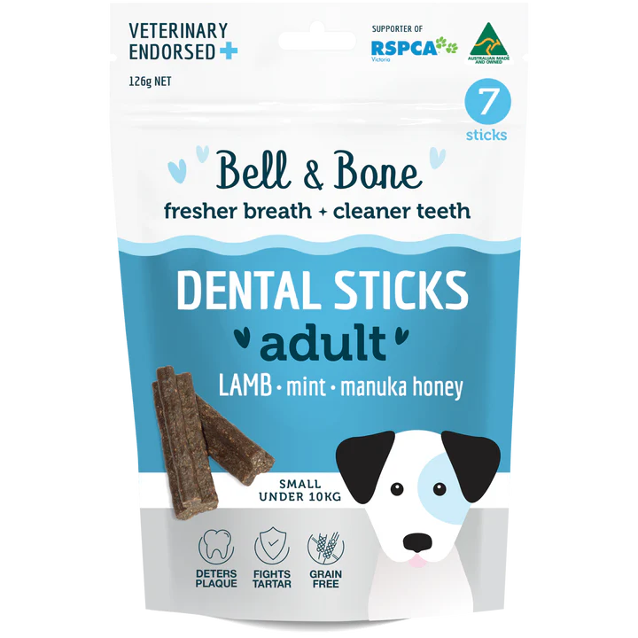 Bell and Bone Dental Sticks Lamb Mink and Manuka Honey for Small Dogs 126g<3<3<3-Habitat Pet Supplies