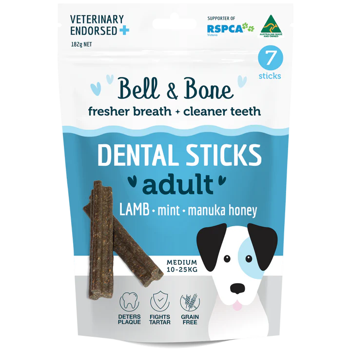 Bell and Bone Dental Sticks Lamb Mint and Manuka Honey for Medium Dogs 182g<3<3<3-Habitat Pet Supplies