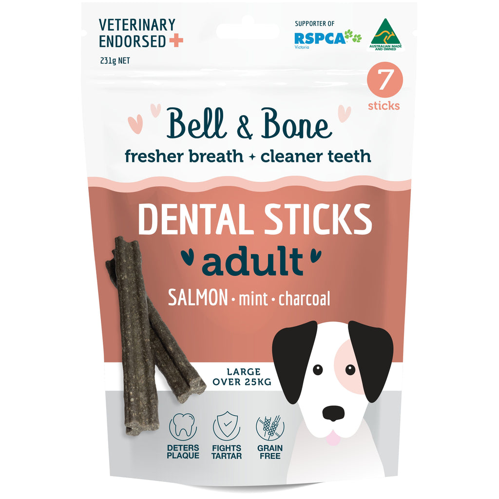 Bell and Bone Dental Sticks Salmon Mint and Charcoal for Large Dogs 231g-Habitat Pet Supplies