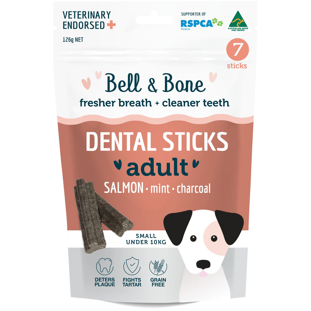 Bell and Bone Dental Sticks Salmon Mint and Charcoal for Small Dogs 126g-Habitat Pet Supplies