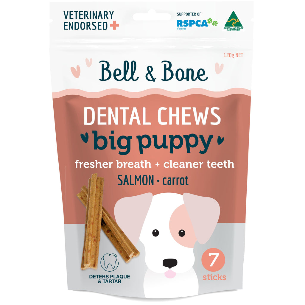 Bell and Bone Dental Sticks Salmon for Big Puppies 120g-Habitat Pet Supplies