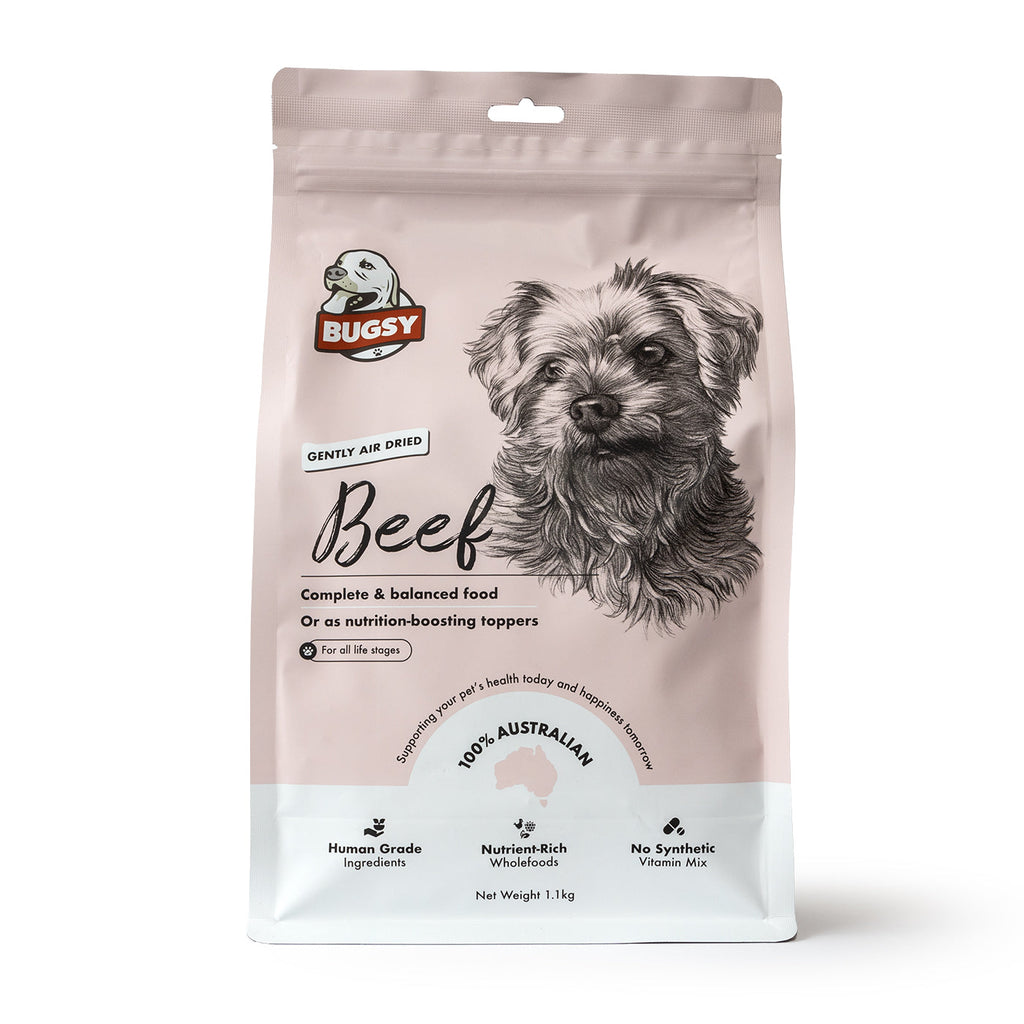 Bugsy Beef Air Dried Raw Dog Food 1.1kg^^^-Habitat Pet Supplies