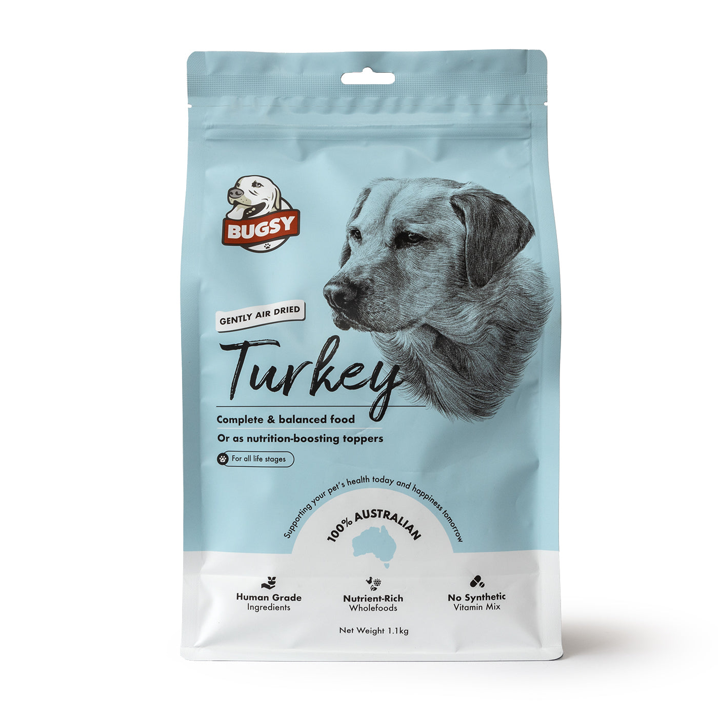 Bugsy Turkey Air Dried Raw Dog Food 1.1kg