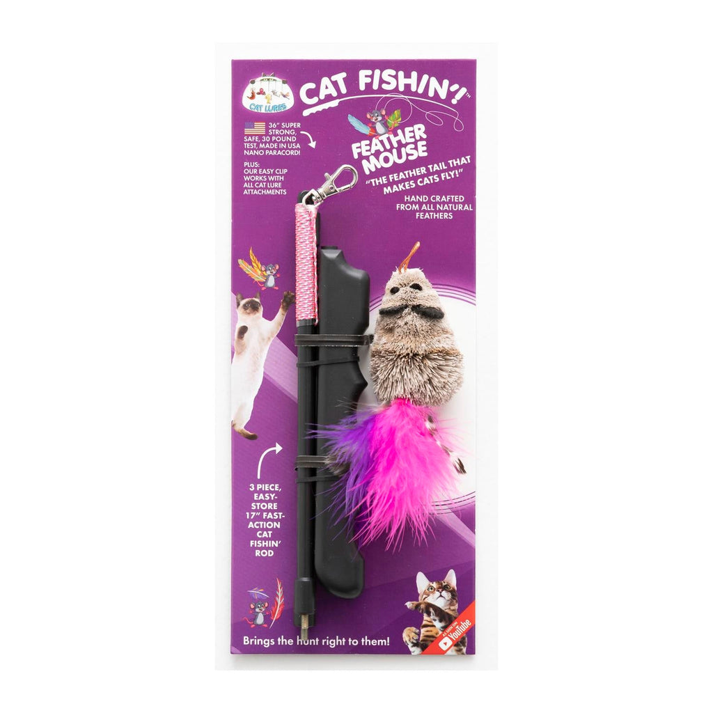 Cat Lures Interactive Teaser Fishin Rod Feather Mouse-Habitat Pet Supplies