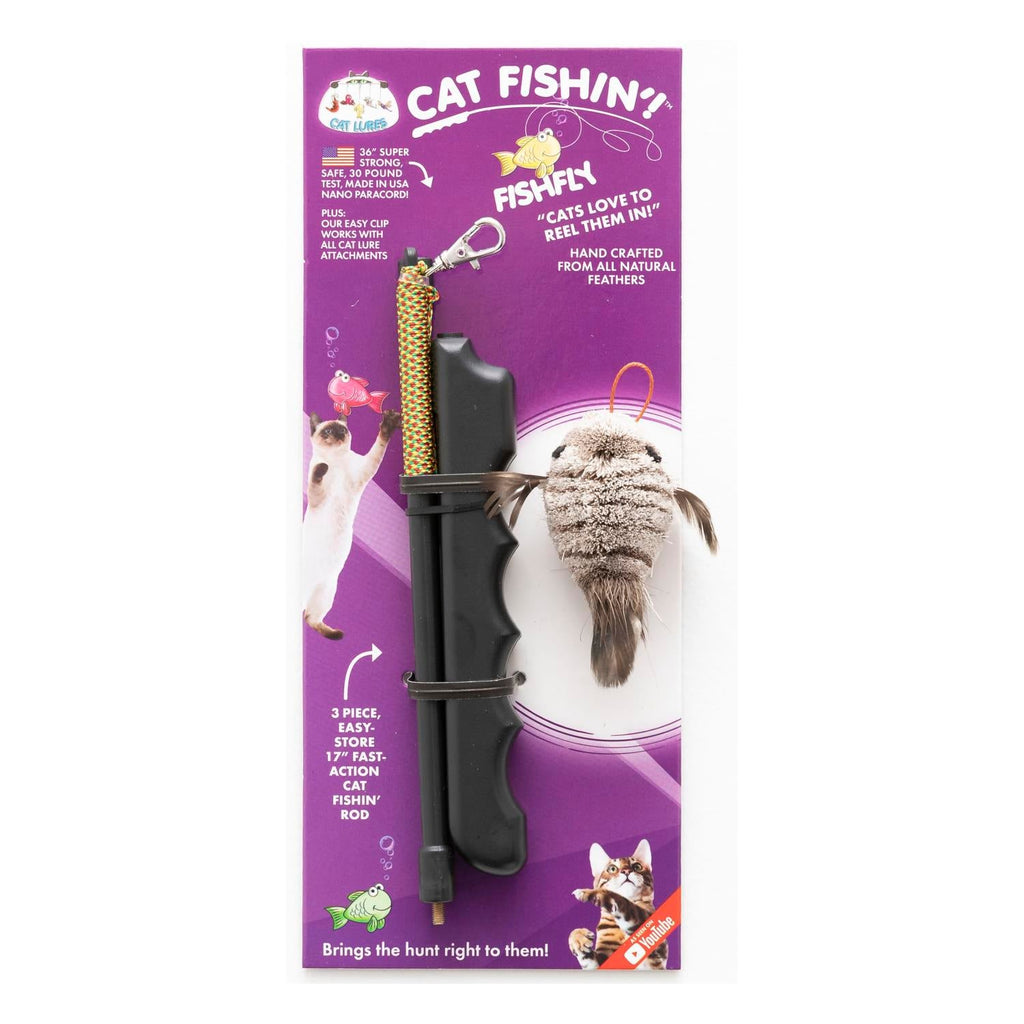 Cat Lures Interactive Teaser Fishin Rod Fishfly Zebra Fish***-Habitat Pet Supplies