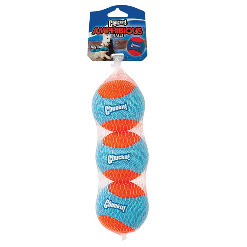 Chuckit Amphibious Ball Medium Dog Toy 3 Pack^^^-Habitat Pet Supplies