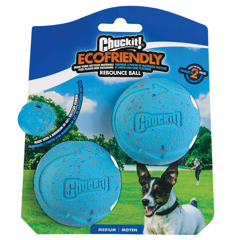 Chuckit Rebounce Recycled Rubber Ball Medium Dog Toy 2 Pack^^^-Habitat Pet Supplies