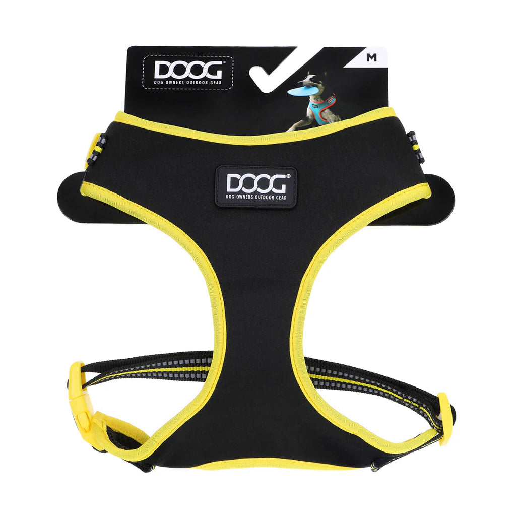 DOOG Neoflex Neoprene Bolt Neon Black and Yellow Dog Harness Extra Large-Habitat Pet Supplies