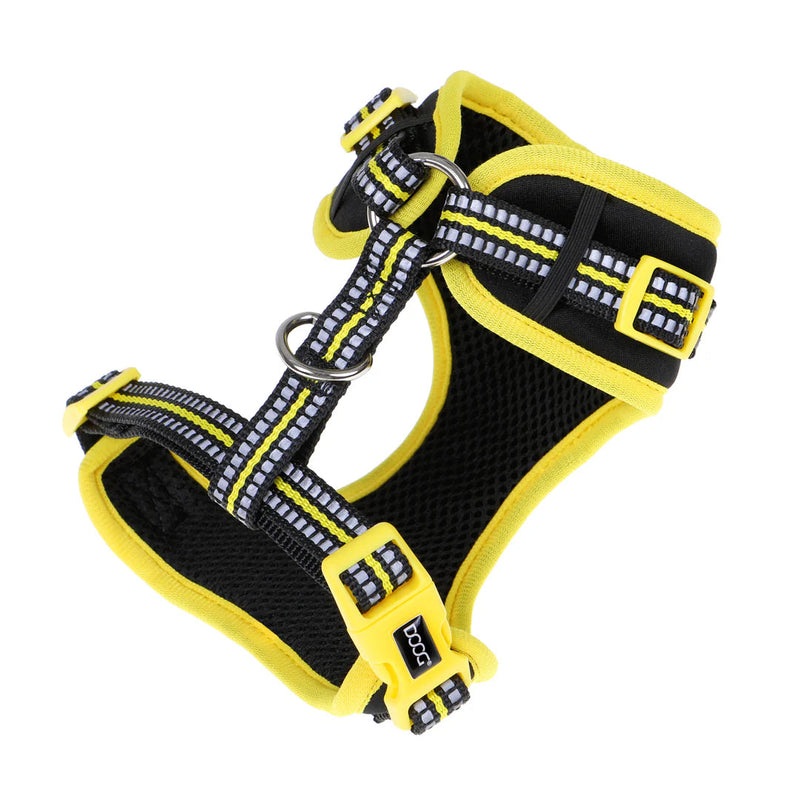 DOOG Neoflex Neoprene Bolt Neon Black and Yellow Dog Harness Small