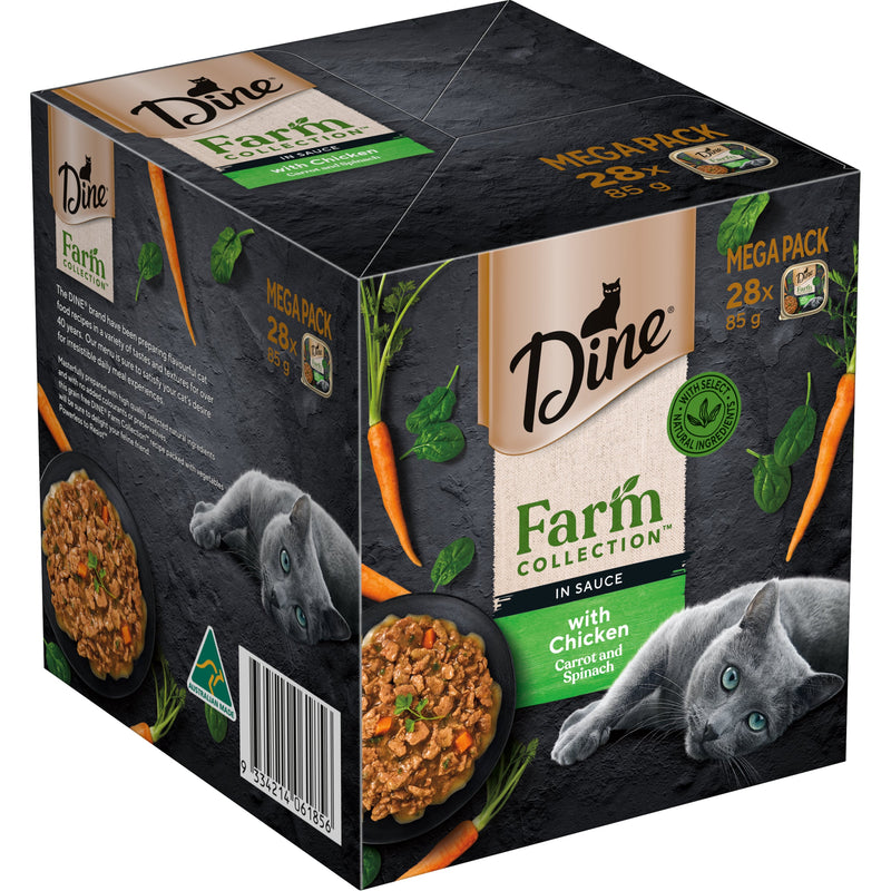 Dine Farm Collection Chicken Carrot and Spinach Adult Cat Wet Food 85g x 28^^^