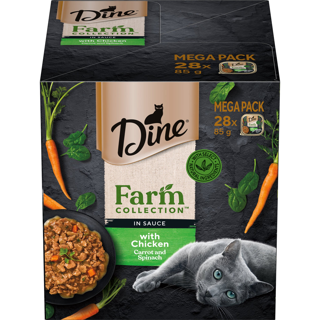 Dine Farm Collection Chicken Carrot and Spinach Adult Cat Wet Food 85g x 28^^^-Habitat Pet Supplies