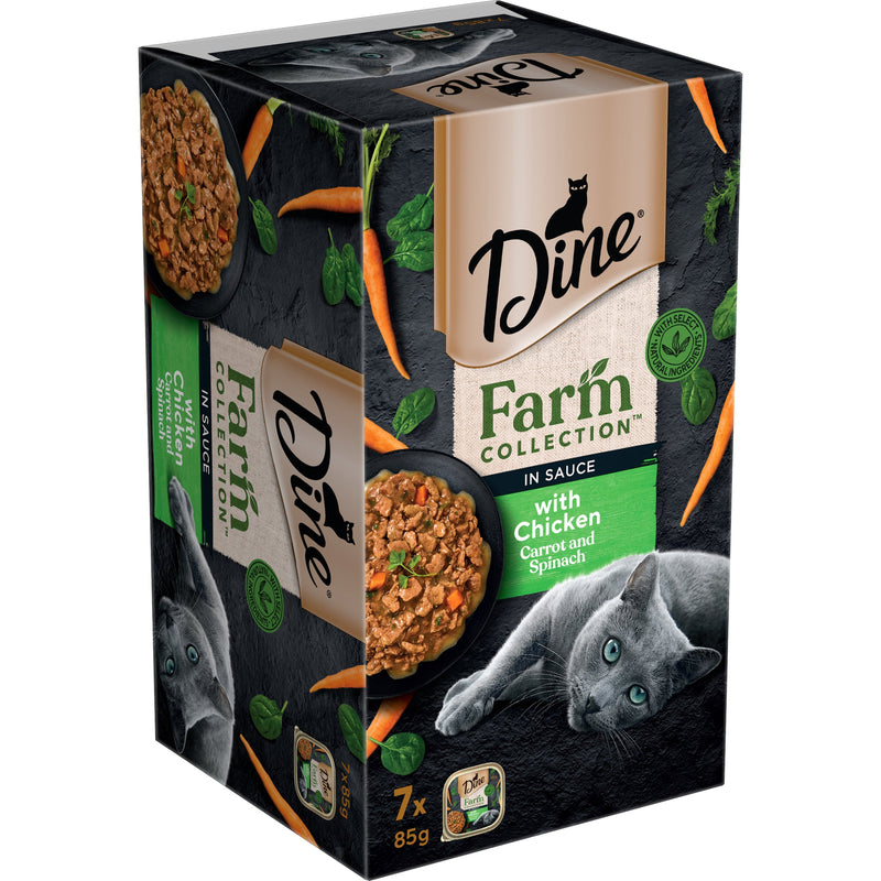 Dine Farm Collection Chicken Carrot and Spinach Adult Cat Wet Food 85g x 7^^^