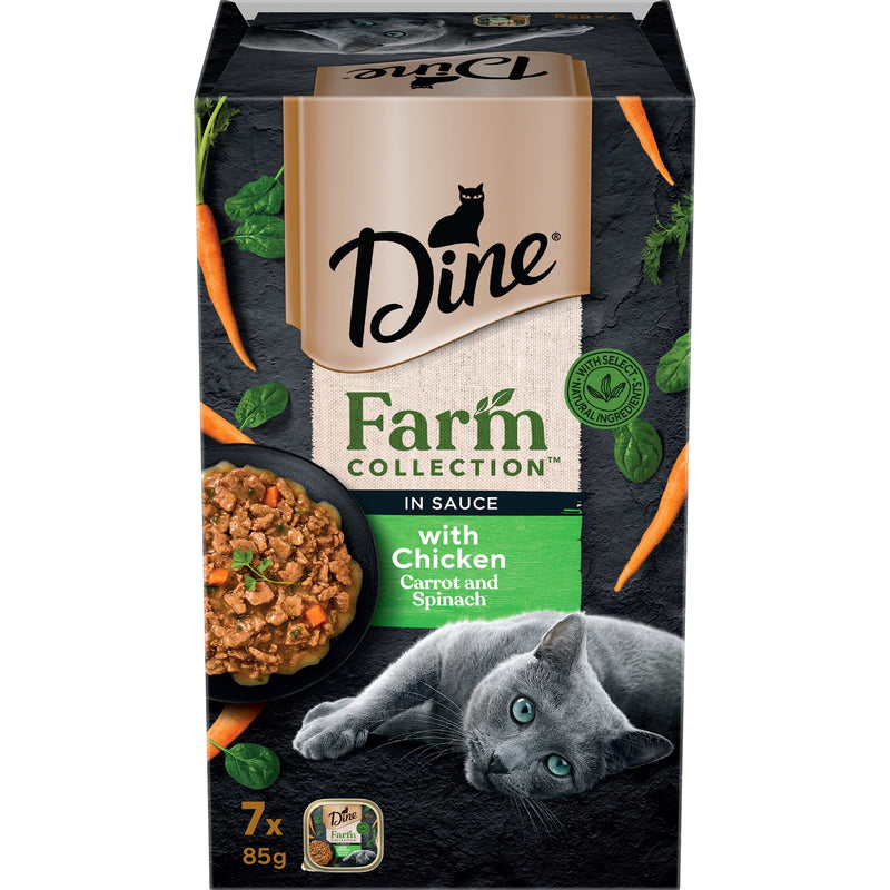 Dine Farm Collection Chicken Carrot and Spinach Adult Cat Wet Food 85g x 7^^^-Habitat Pet Supplies