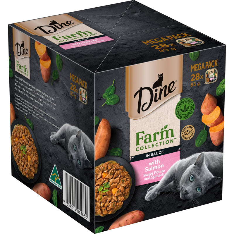 Dine Farm Collection Salmon Sweet Potato and Spinach Adult Cat Wet Food 85g x 28^^^