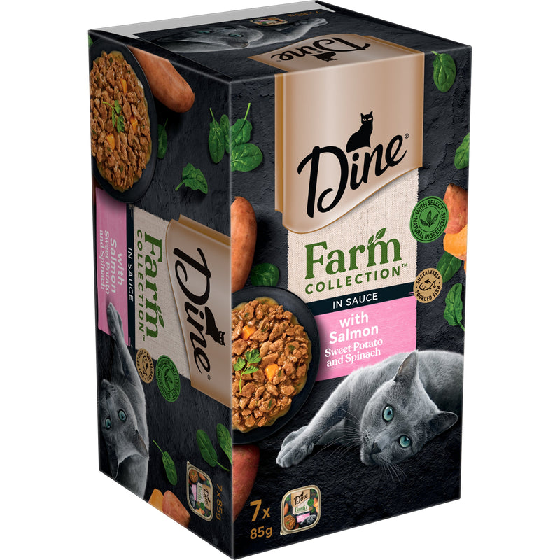 Dine Farm Collection Salmon Sweet Potato and Spinach Adult Cat Wet Food 85g x 7^^^