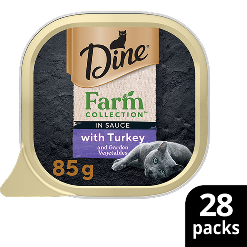 Dine Farm Collection Turkey and Garden Vegetables Adult Cat Wet Food 85g x 28^^^