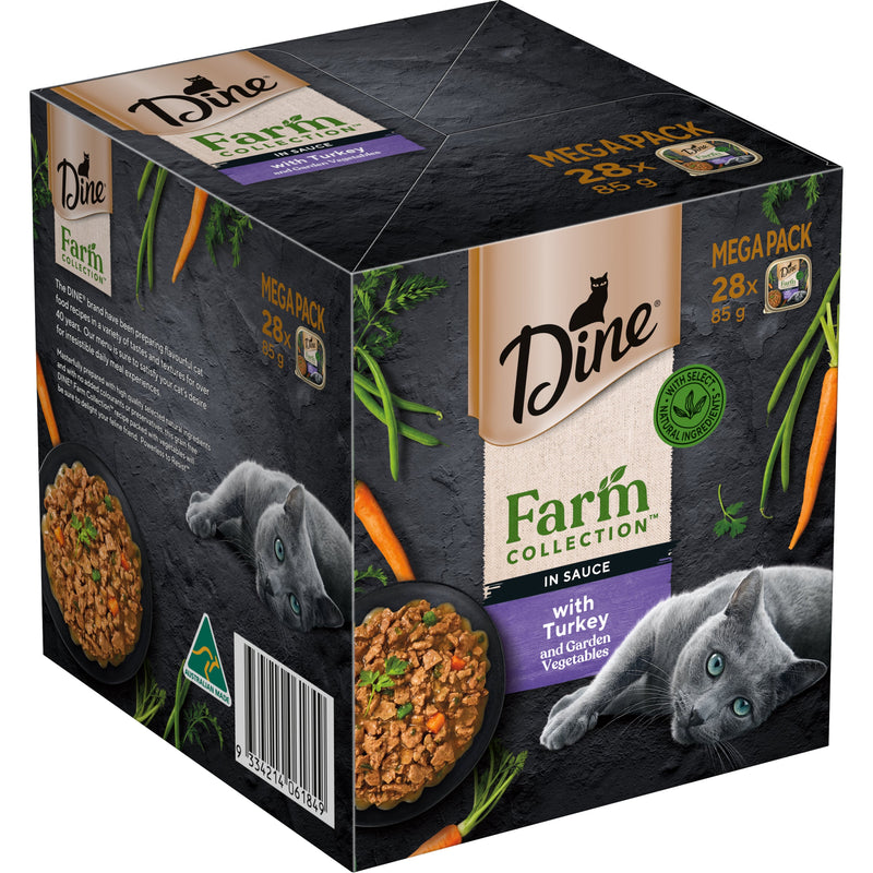 Dine Farm Collection Turkey and Garden Vegetables Adult Cat Wet Food 85g x 28^^^