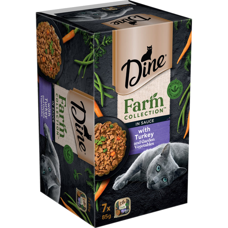 Dine Farm Collection Turkey and Garden Vegetables Adult Cat Wet Food 85g x 7^^^