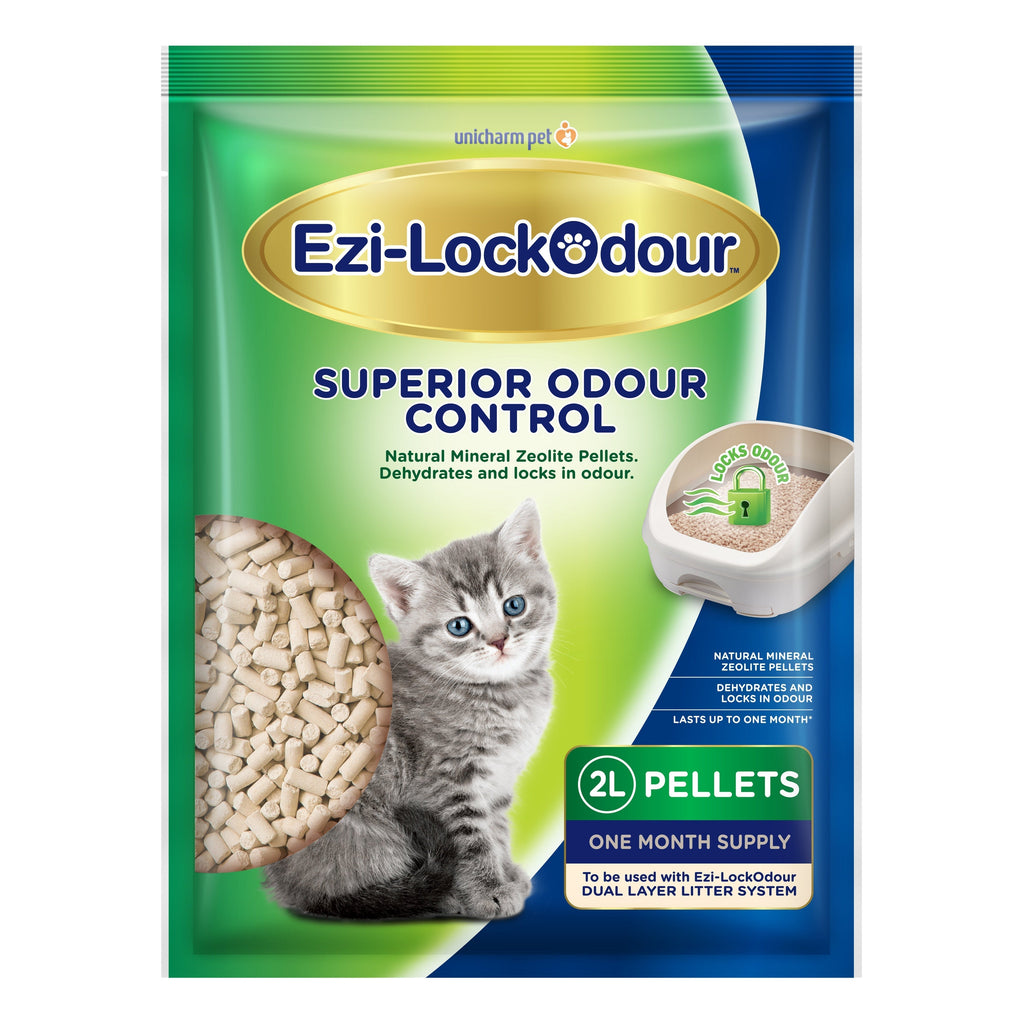 Ezi-LockOdour Dual Layer Cat Litter System Natural Zeolite Cat Litter Pellets 2kg