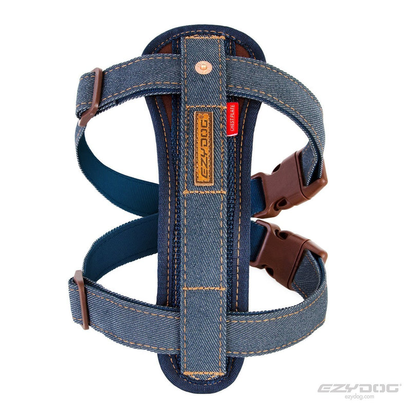 EzyDog Chestplate Dog Harness Denim Extra Large^^^-Habitat Pet Supplies