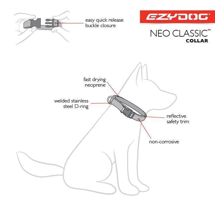 EZYDOG COLLAR NEOPRENE CLASSIC BLACK EXTRA LARGE - Habitat Pet Supplies Altona & Chirnside Park