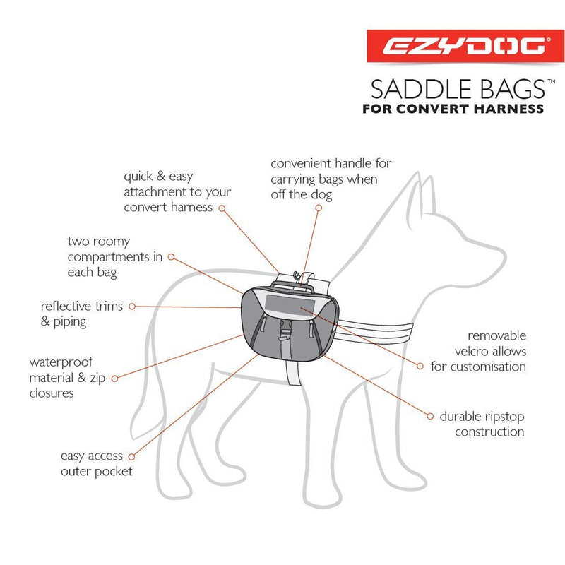 EZYDOG CONVERT SADDLE BAGS LARGE - Habitat Pet Supplies Altona & Chirnside Park