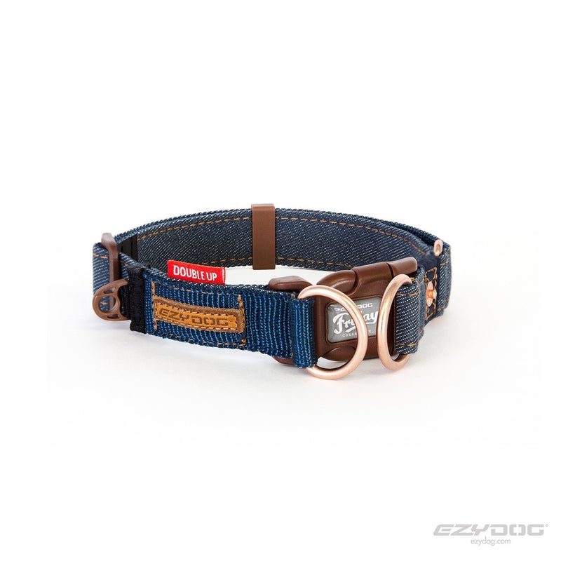 EzyDog Double Up Dog Collar Large Denim^^^-Habitat Pet Supplies