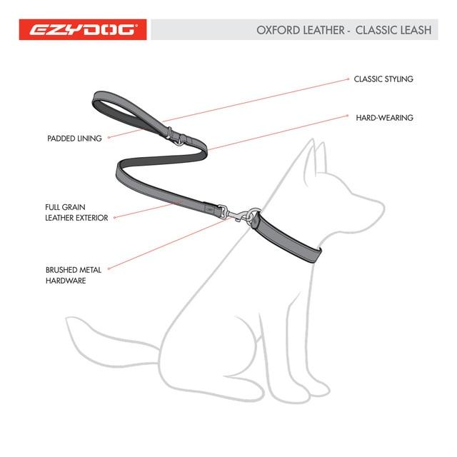 EzyDog Oxford Leather Dog Lead Black^^^