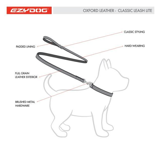 EzyDog Oxford Leather Lite Lead for Small Dogs Black^^^