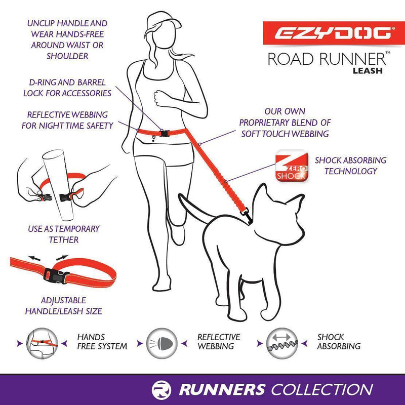 EZYDOG LEASH ROAD RUNNER BLACK - Habitat Pet Supplies Altona & Chirnside Park