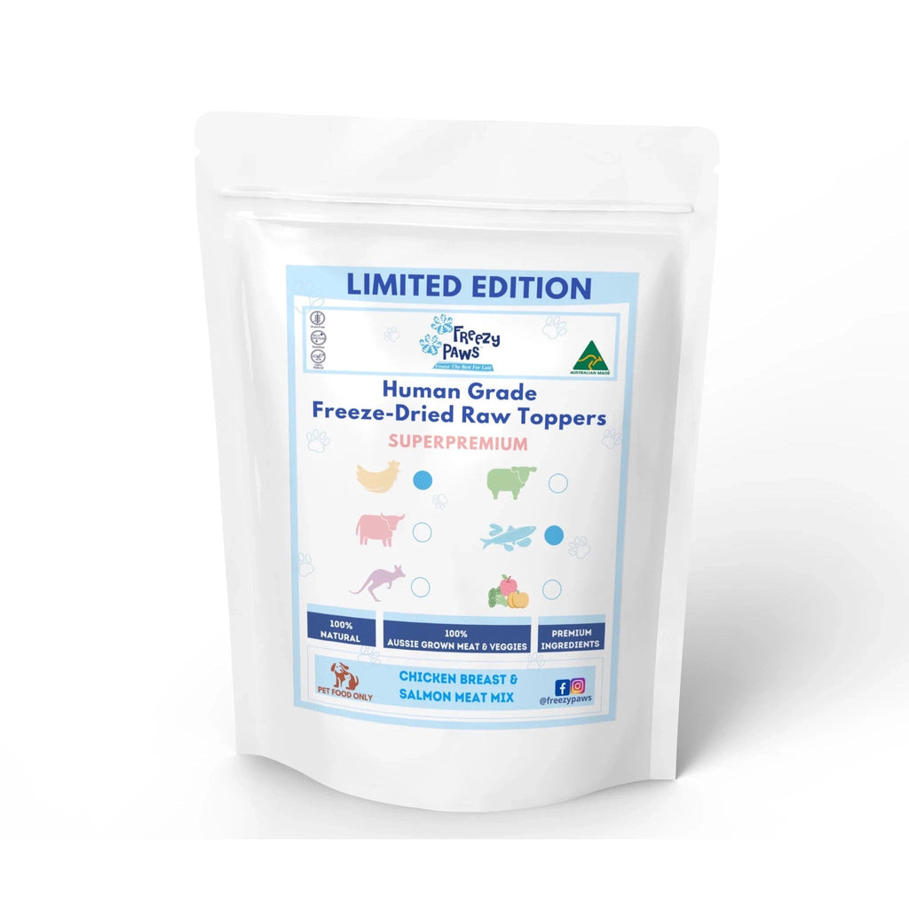 Freezy Paws Freeze Dried Chicken and Salmon Topper Mix for Dogs and Cats 80g*~*-Habitat Pet Supplies