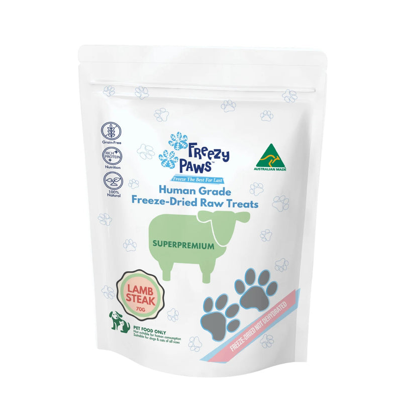 Freezy Paws Freeze Dried Lamb Steak Dog and Cat Treats 70g^^^-Habitat Pet Supplies