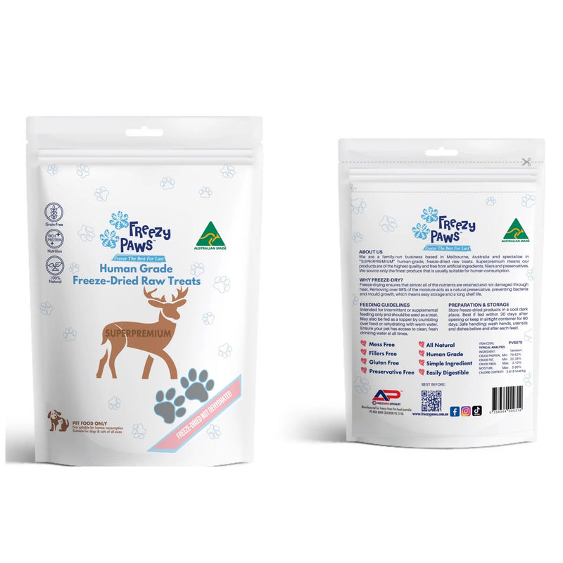 Freezy Paws Freeze Dried Venison Steak Dog and Cat Treats 70g^^^