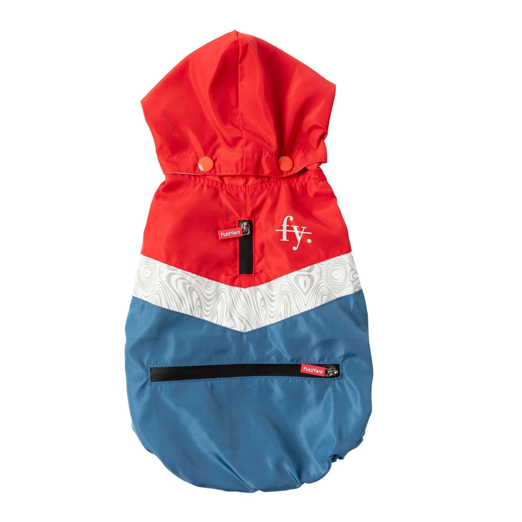 FuzzYard Apparel The Seattle Dog Raincoat Red and Blue Size 1 XXSmall***-Habitat Pet Supplies