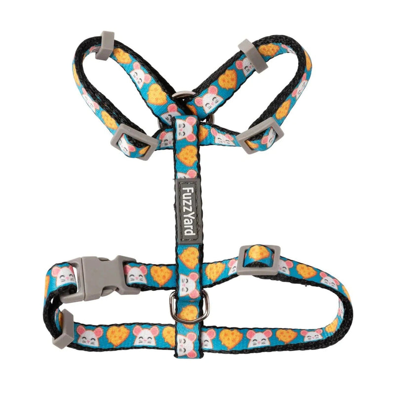 FuzzYard Cheesy Hearts Cat Harness and Lead Walking Set